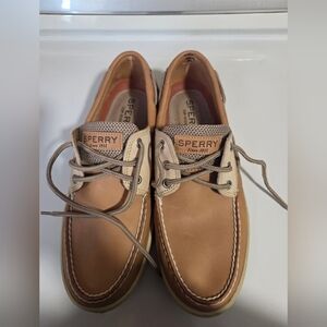 Sperry Men’s Tan & Beige Leather Boat Shoes